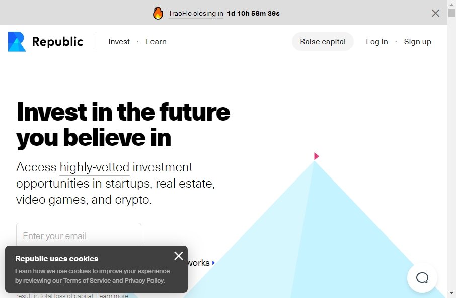 crowdfunding platfrom design: republic.com