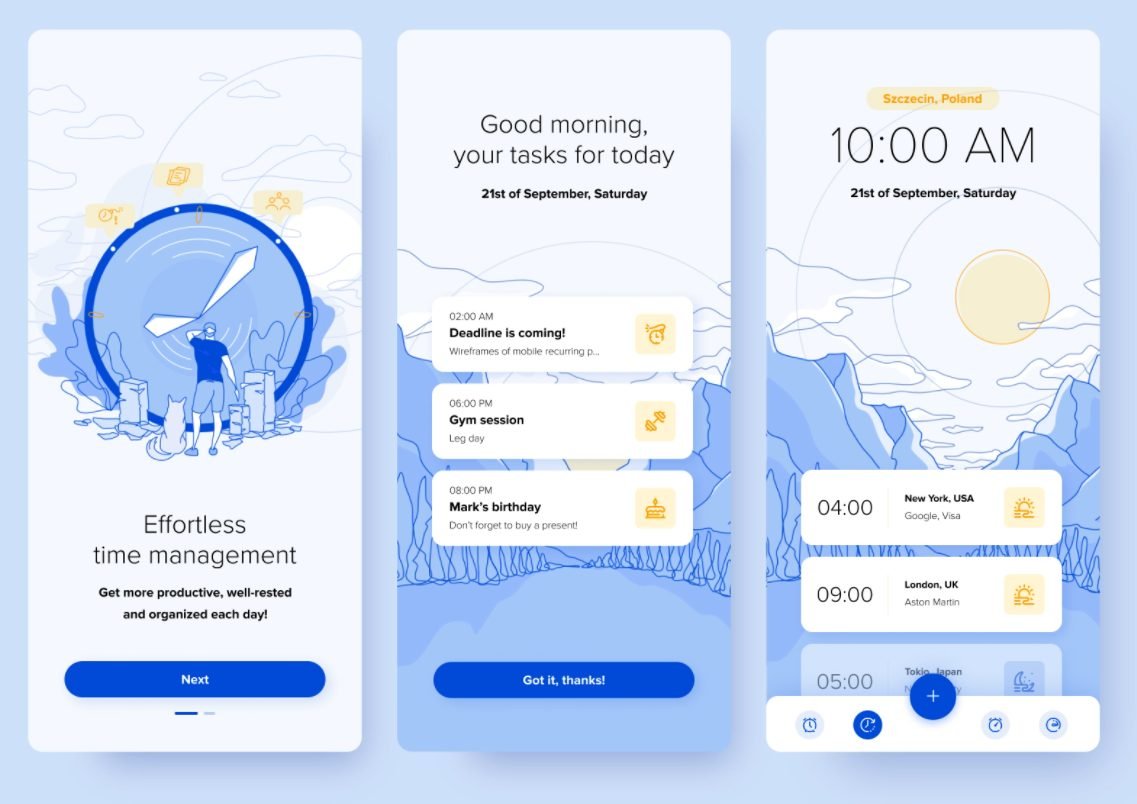 mobile application examples - productivity app