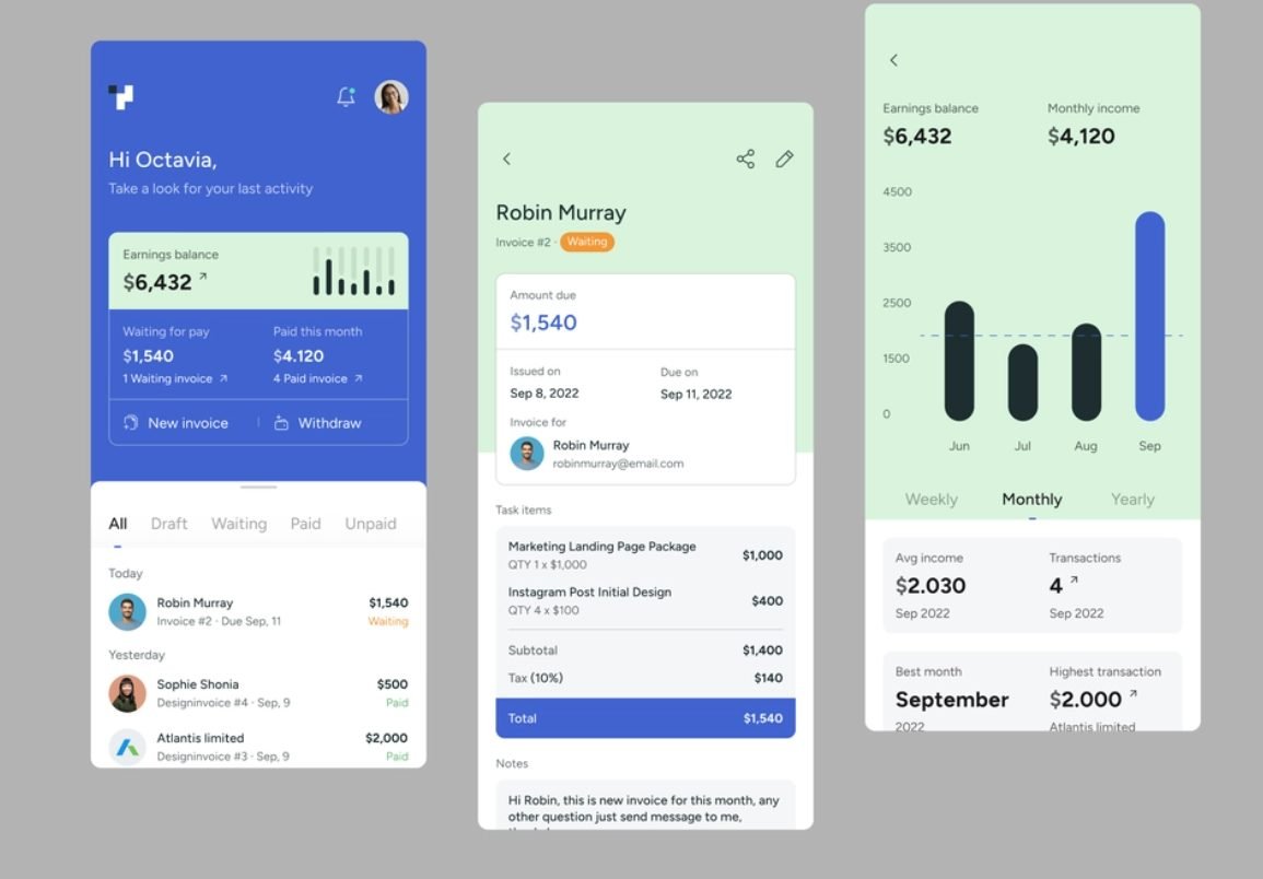 Invoicing Mobile App Design